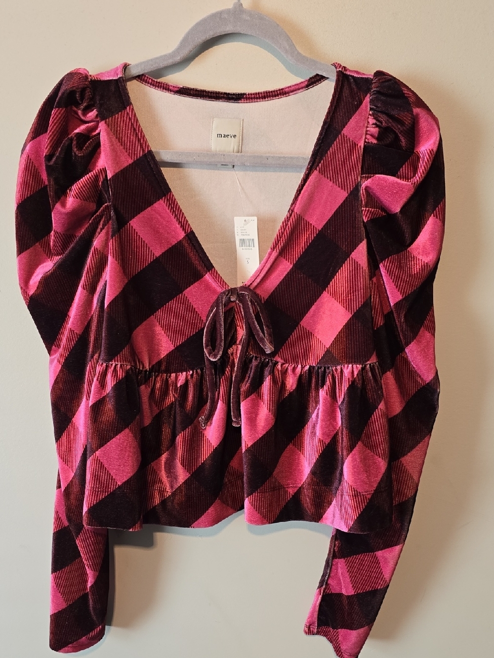 Maeve  Velvet Tie-Front Crop Top Size S